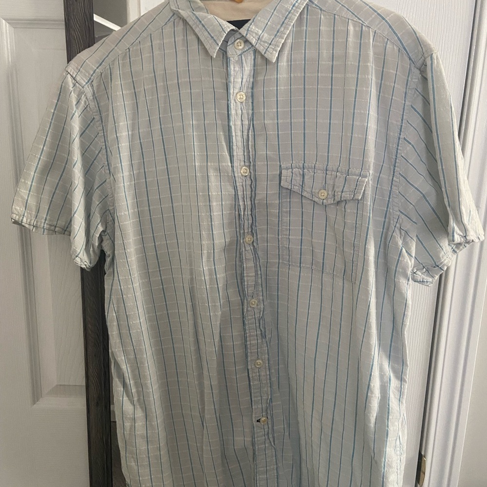 Vintage Nautica Jeans Co. Men's Blue Striped Shirt